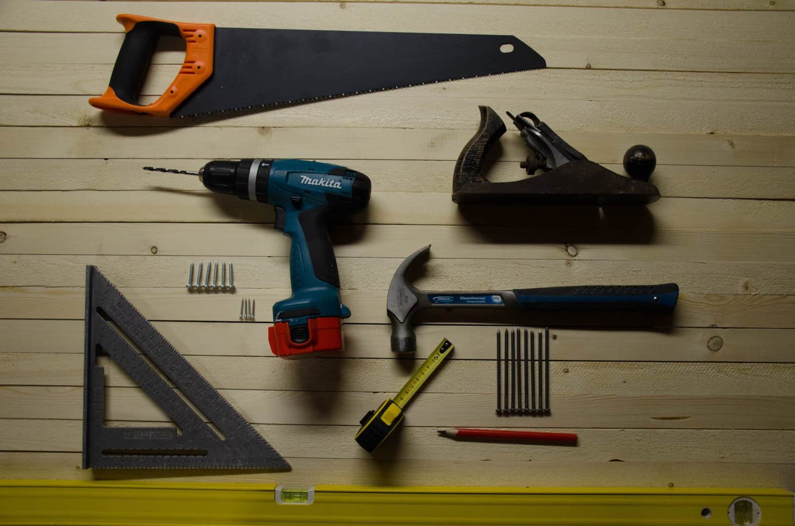 homeowner tools on a wooden work bench in Denver, CO home