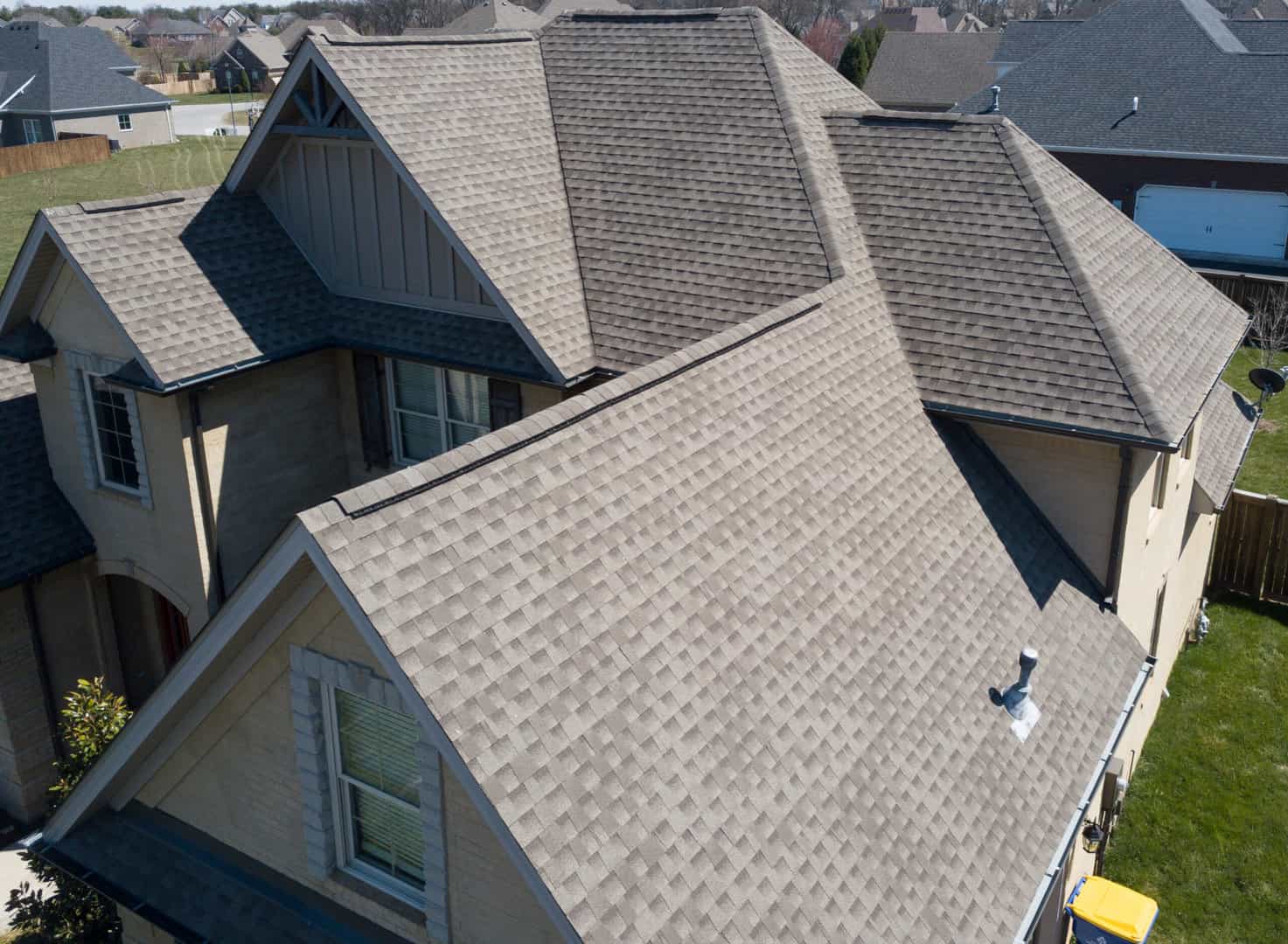 Cropped photo of a new roof installed by a St. Paul roofing contractor
