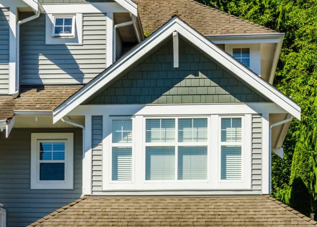 An outside view of freshly installed windows on the second story of a Charlotte home.