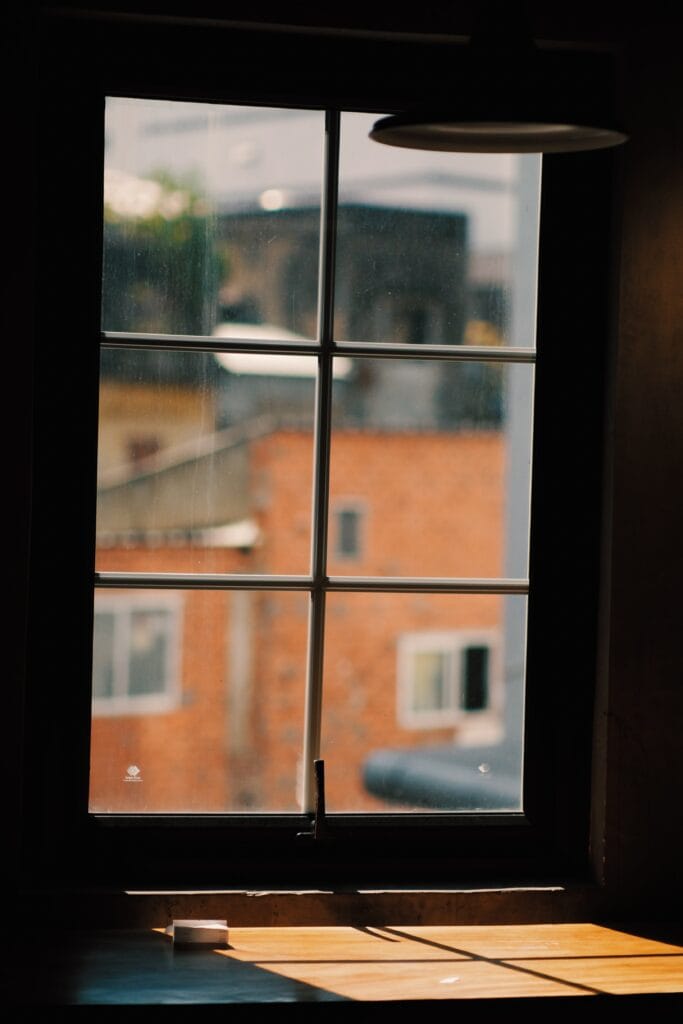 A closeup picture of the inside of a home window.